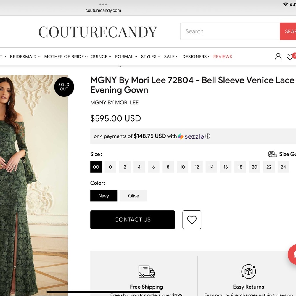 Bell Sleeve Lace Evening Gown - Navy